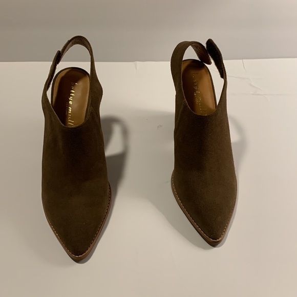 𝅺BETTYE Muller Olive Green Suede Heeled Booties Sling Back size 10M - Picture 7 of 17